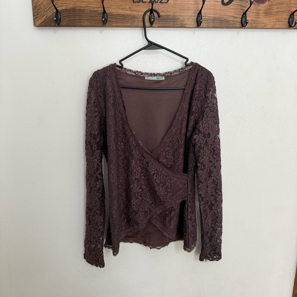 Maurices Mauve Lace Wrap Blouse